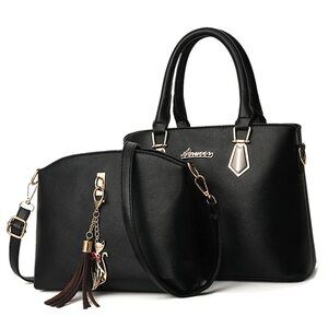 7116 2-Pcs Handbags Set Vegan Leather Tote Bags Purses Top Handle Handbag